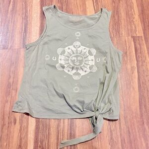Women's Olive Green Graphic Tank Top
